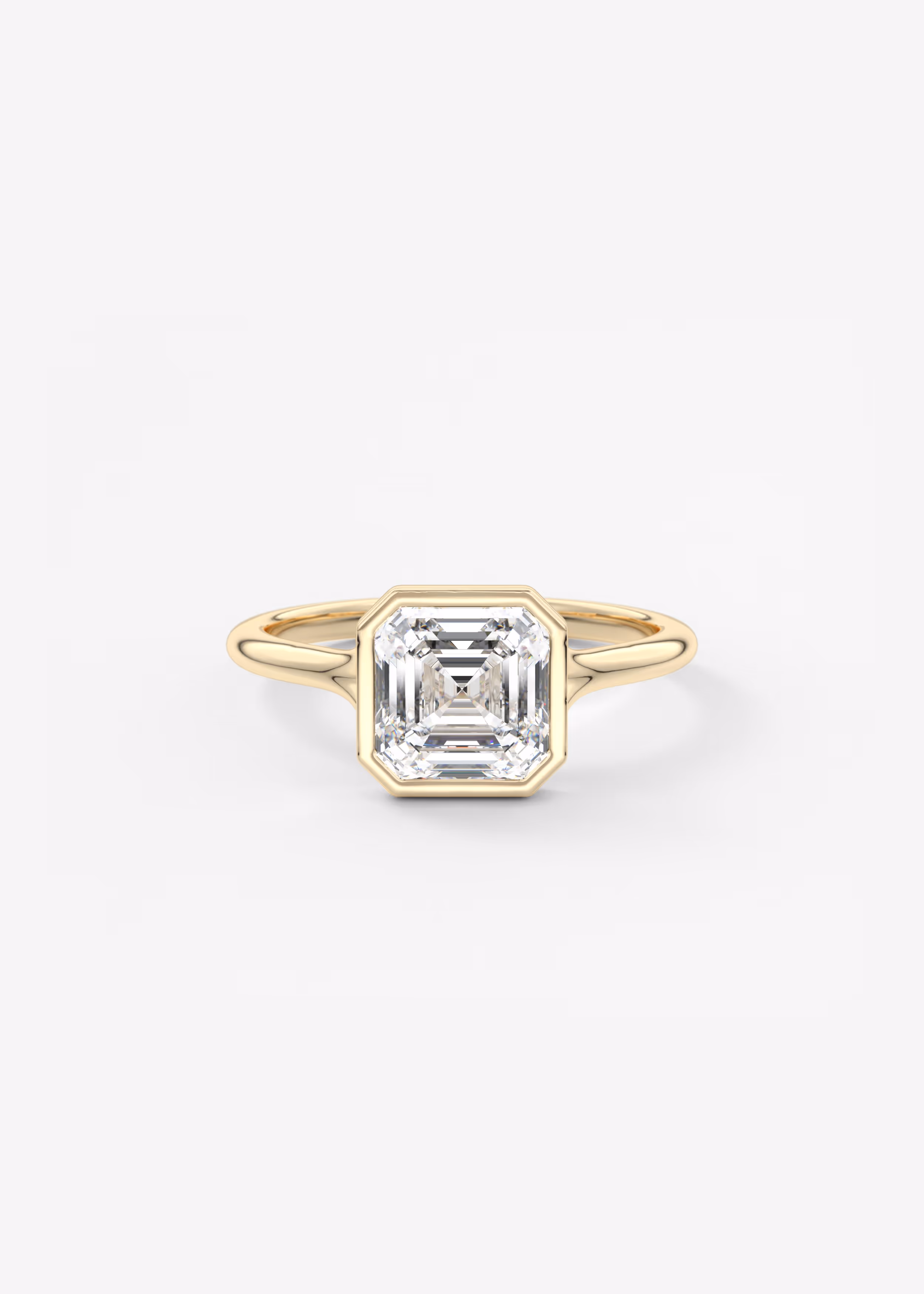Floating Asscher bezel Frank Darling diamond engagement ring yellow gold