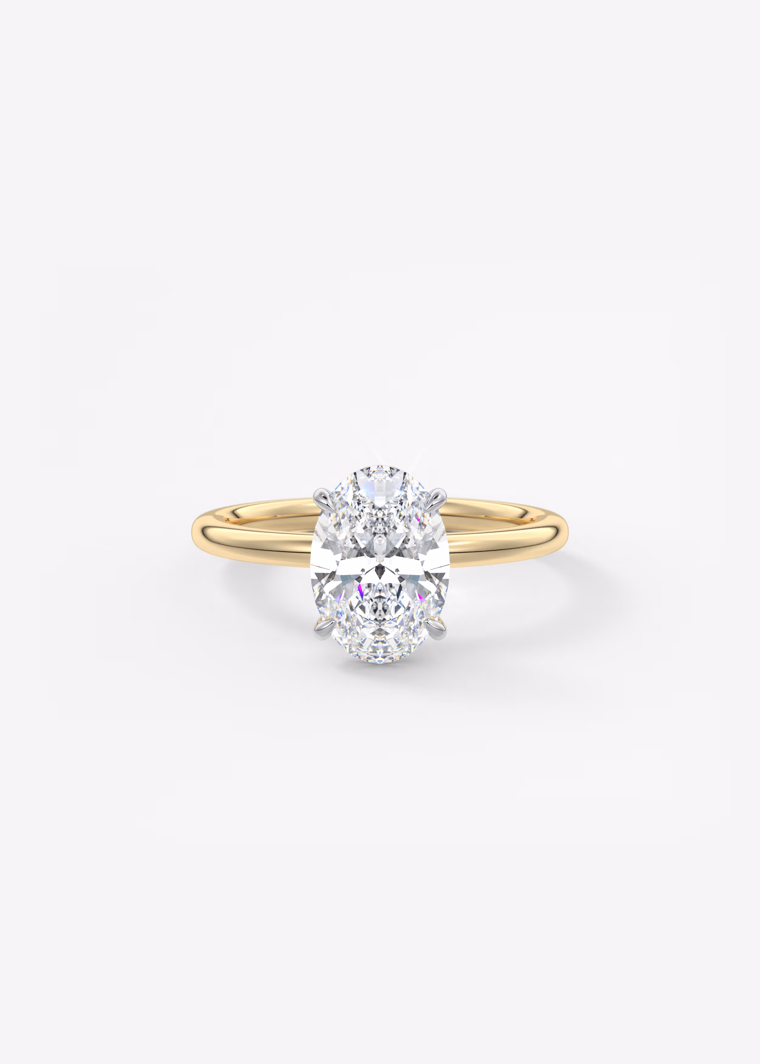 oval 4 claw prong solitaire classic frank darling engagement ring two tone yellow platinum