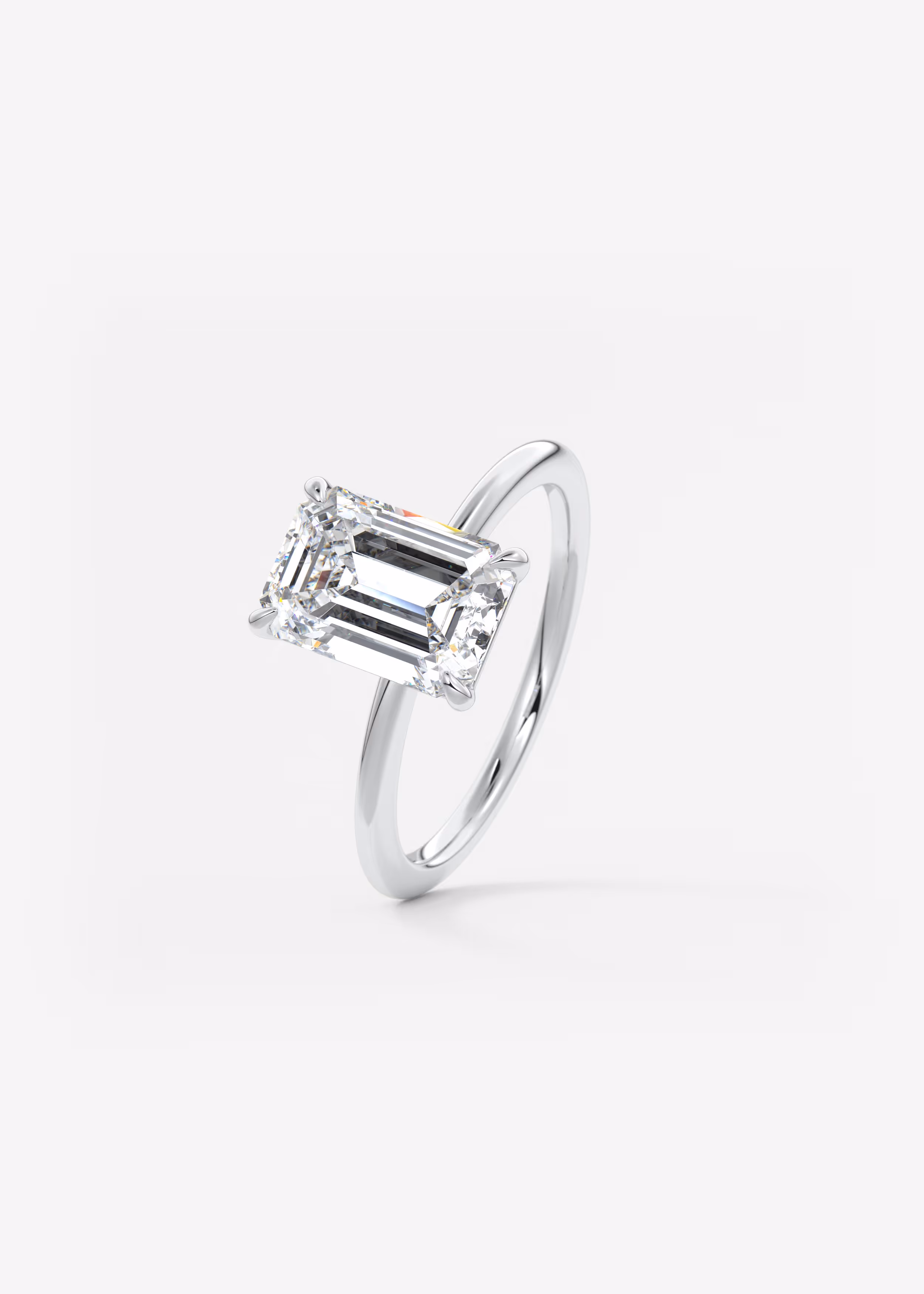 Emerald Solitatire Engagement Ring White Gold Flush Stacking